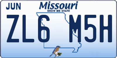 MO license plate ZL6M5H