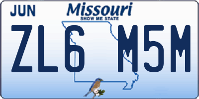 MO license plate ZL6M5M