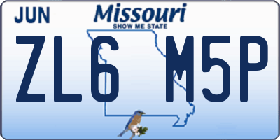 MO license plate ZL6M5P