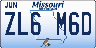 MO license plate ZL6M6D