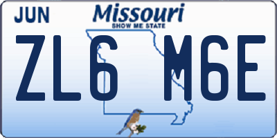 MO license plate ZL6M6E