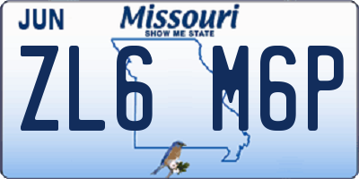 MO license plate ZL6M6P