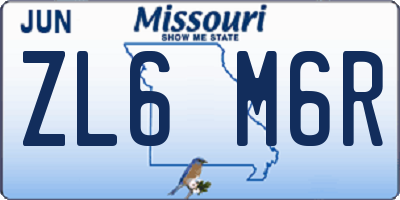 MO license plate ZL6M6R