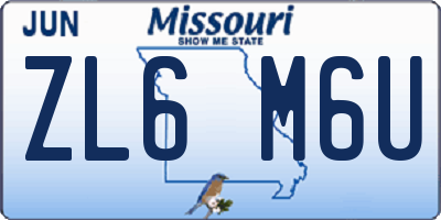 MO license plate ZL6M6U