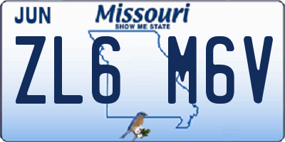 MO license plate ZL6M6V