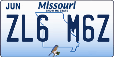MO license plate ZL6M6Z