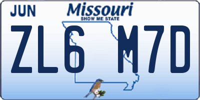 MO license plate ZL6M7D