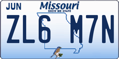 MO license plate ZL6M7N