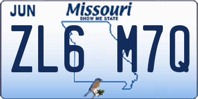 MO license plate ZL6M7Q