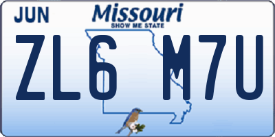 MO license plate ZL6M7U