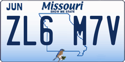 MO license plate ZL6M7V