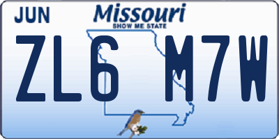 MO license plate ZL6M7W