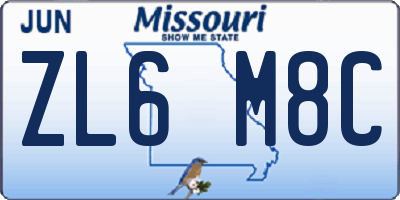 MO license plate ZL6M8C