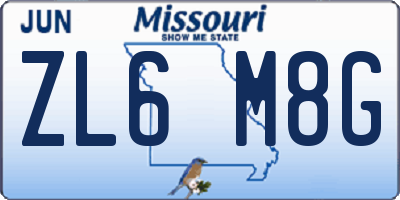 MO license plate ZL6M8G