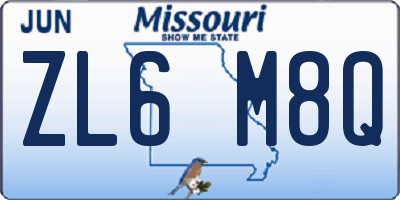 MO license plate ZL6M8Q