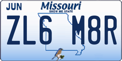 MO license plate ZL6M8R