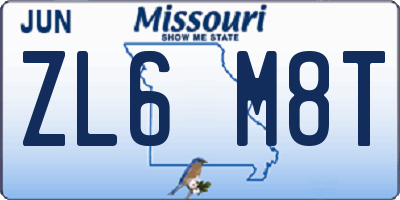 MO license plate ZL6M8T