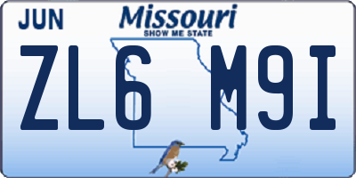 MO license plate ZL6M9I
