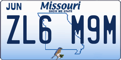 MO license plate ZL6M9M