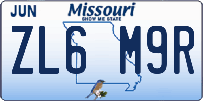 MO license plate ZL6M9R