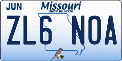 MO license plate ZL6N0A