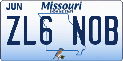 MO license plate ZL6N0B
