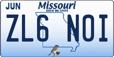 MO license plate ZL6N0I