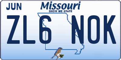 MO license plate ZL6N0K