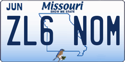 MO license plate ZL6N0M