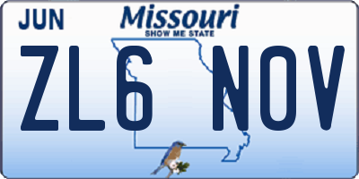 MO license plate ZL6N0V