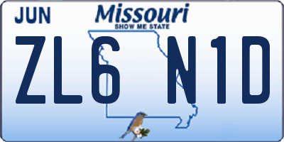 MO license plate ZL6N1D