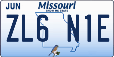 MO license plate ZL6N1E