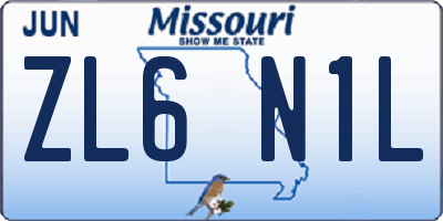 MO license plate ZL6N1L
