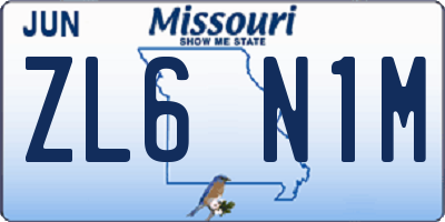 MO license plate ZL6N1M