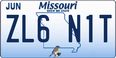 MO license plate ZL6N1T