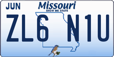 MO license plate ZL6N1U
