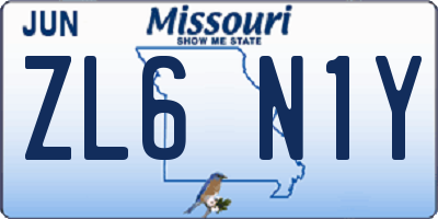 MO license plate ZL6N1Y