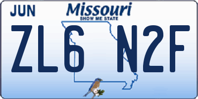 MO license plate ZL6N2F