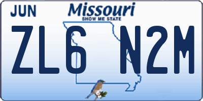MO license plate ZL6N2M