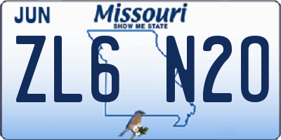 MO license plate ZL6N2O