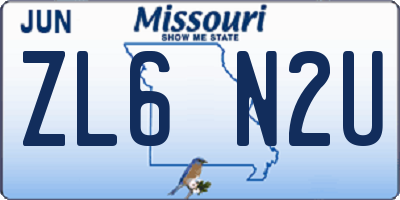 MO license plate ZL6N2U
