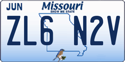 MO license plate ZL6N2V