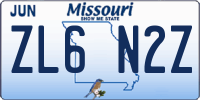 MO license plate ZL6N2Z