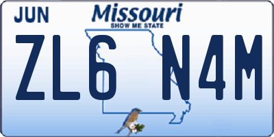 MO license plate ZL6N4M