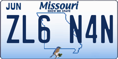 MO license plate ZL6N4N