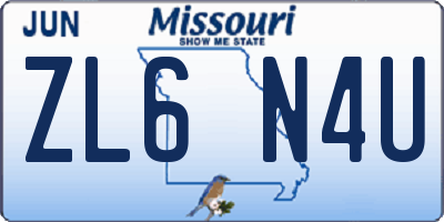 MO license plate ZL6N4U