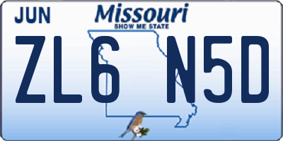 MO license plate ZL6N5D