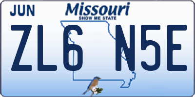 MO license plate ZL6N5E