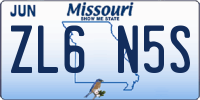 MO license plate ZL6N5S