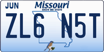 MO license plate ZL6N5T
